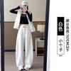 Navy Blue Sweatpants Women's New Autumn and Winter Velvet Small Casual Large Size Thin Fat Mm Wide-leg Pants