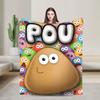 Pou Cartoon  Blankets  Decorative Flannel Throw Blanket For Couch Chair Sofa Bed Soft Customized Quality Bedspread Gift