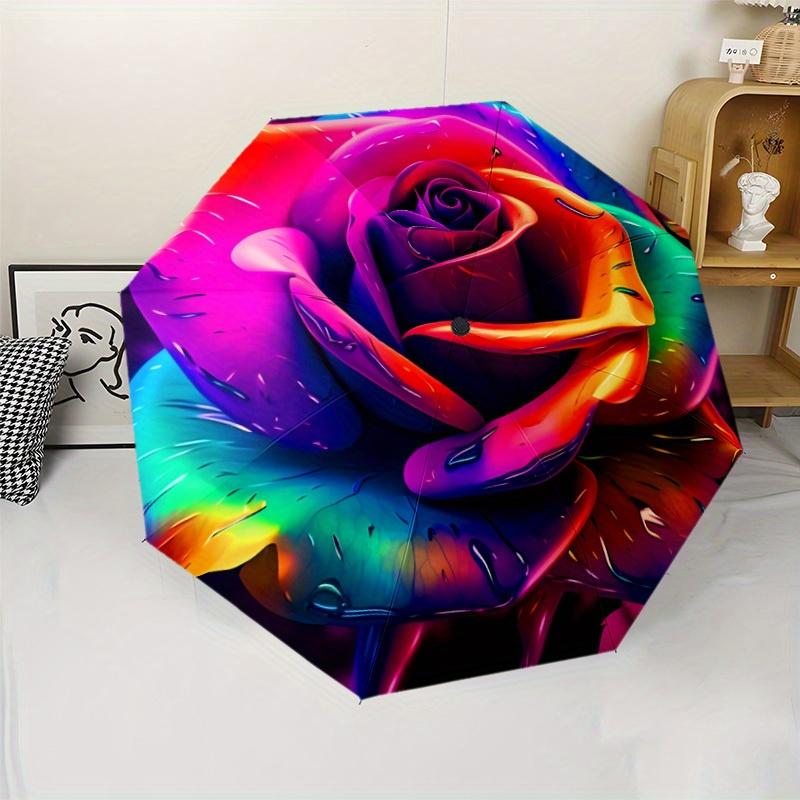 

Rose Folding umbrella with 8 iron frames automatic opening design suitable for outdoor matching fashionable accessories durabl