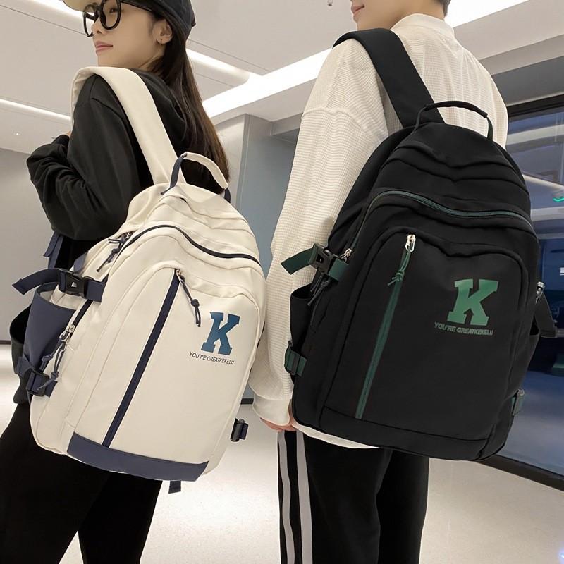 K Durable Letter Nylon Backpack With Laptop Compartment For School And Commuting