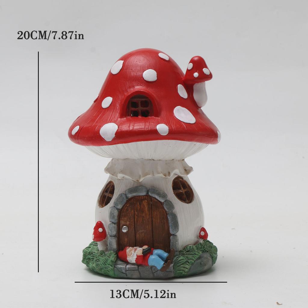 Mushroom butterfly house resin solar light, suitable for garden, courtyard, lawn, doorway, pond, balcony, window sill, special g