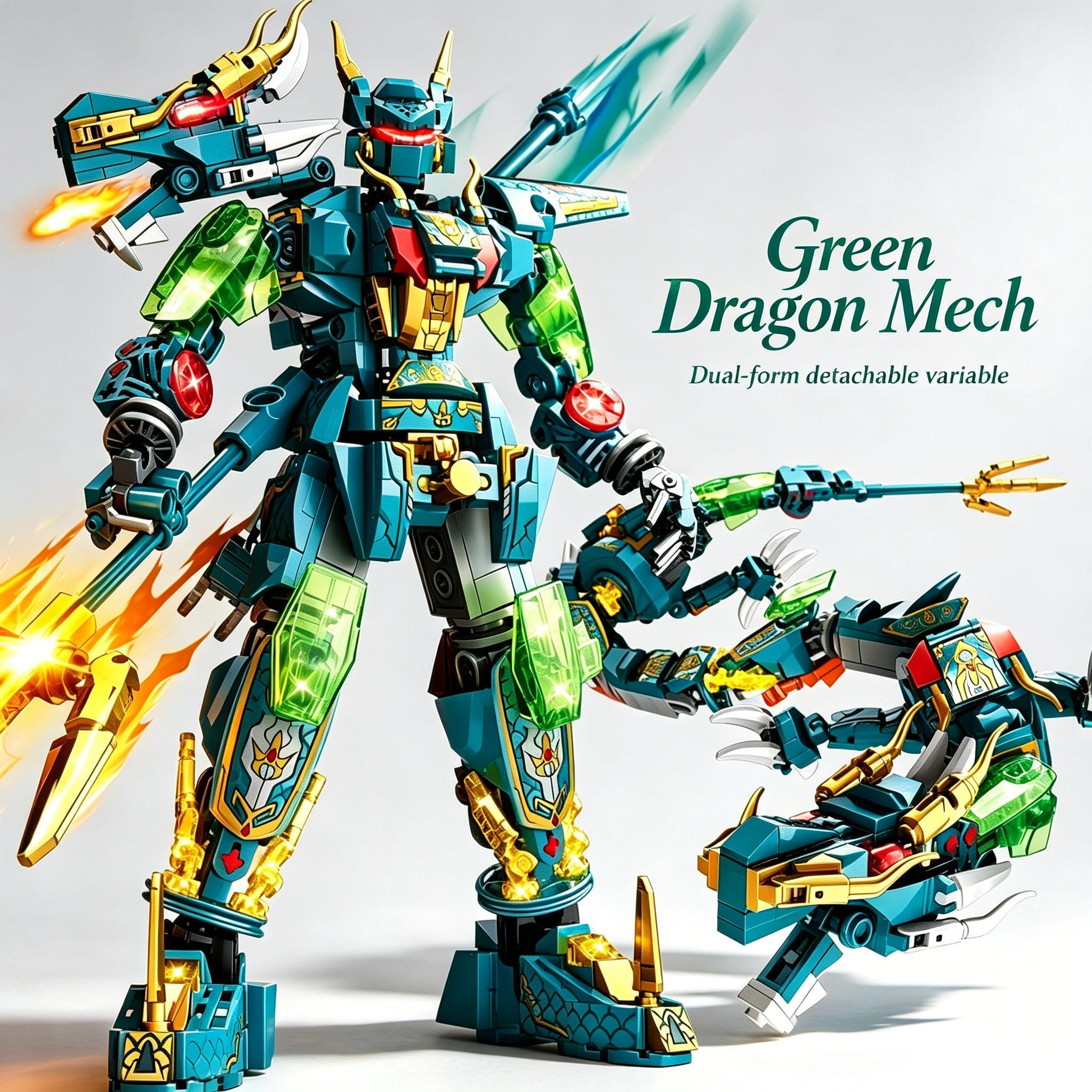 2 in 1 Blue Dragon Mecha Building Blocks Transforming Robot Blocks Divine Beast Blue Dragon Blocks Boys Toys Kids Holiday Gifts