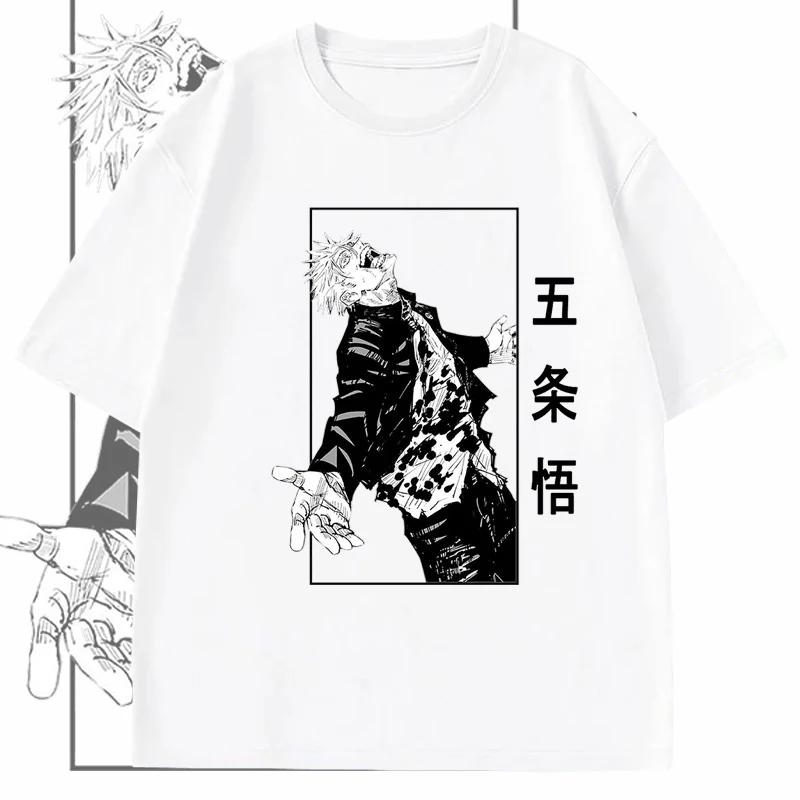 Anime Gojou Satoru Jujutsu Kaisen Print Tops Loose Short Sleeves Harajuku Man Clothes Summer Sport T Shirt Casual Tees