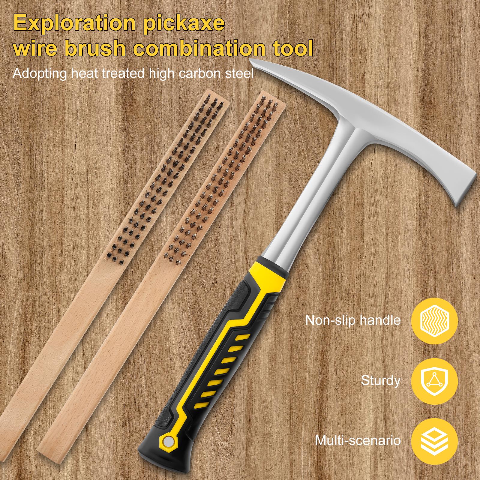 Welder metal chisel anti slip handle slag removal tool with rust removal brush welding fragmentation hammer exploration pickaxe
