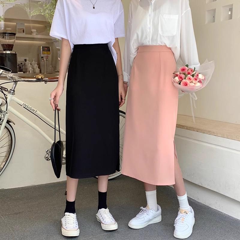 

Summer 2024 Women s High-Waist A-Line Midi Skirt - Solid Color, Slimming, Hip-Hugging Design L [105-118 lbs]
