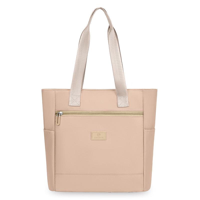 Women Large Capacity Tote Bag Nylon Shoulder Handbag Casual Zipper Shopping Bag Lightweight Travel Work School Carryall Purse