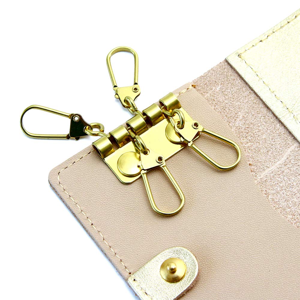 AGILITY affa "Bell" Key Case with Integrated Coin Case, Gold and Silver, Genuine Leather, Stylish