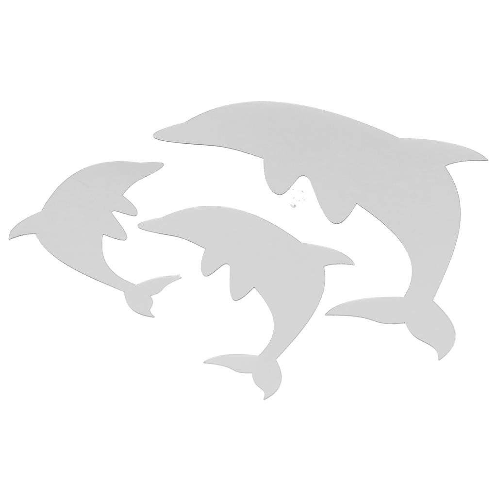 Cute Dolphins Shaped Mirror Wall Sticker Removable Background DIY Kids Room Home DecorationSilver