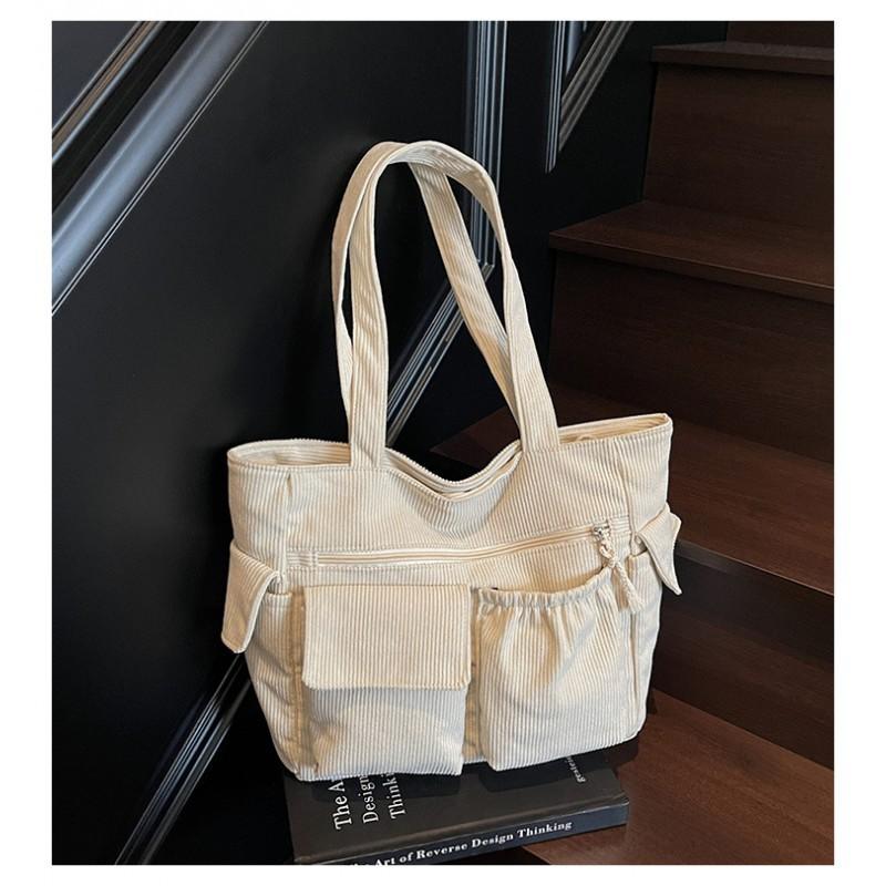 Simple Japanese Corduroy Tote Bag Large Capacity Commuting All-matching Student Handbag New