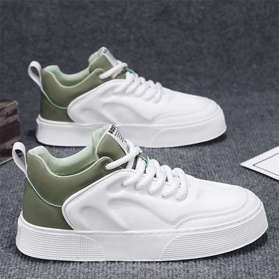 Herrenschuhe 2024 Neuer Sommer-Trend Vielseitige Low-Top Sport- und Freizeit-Board-Schuhe für Jugendliche Höhenvergrößernd Lederoberfläche Weiße Schuhe