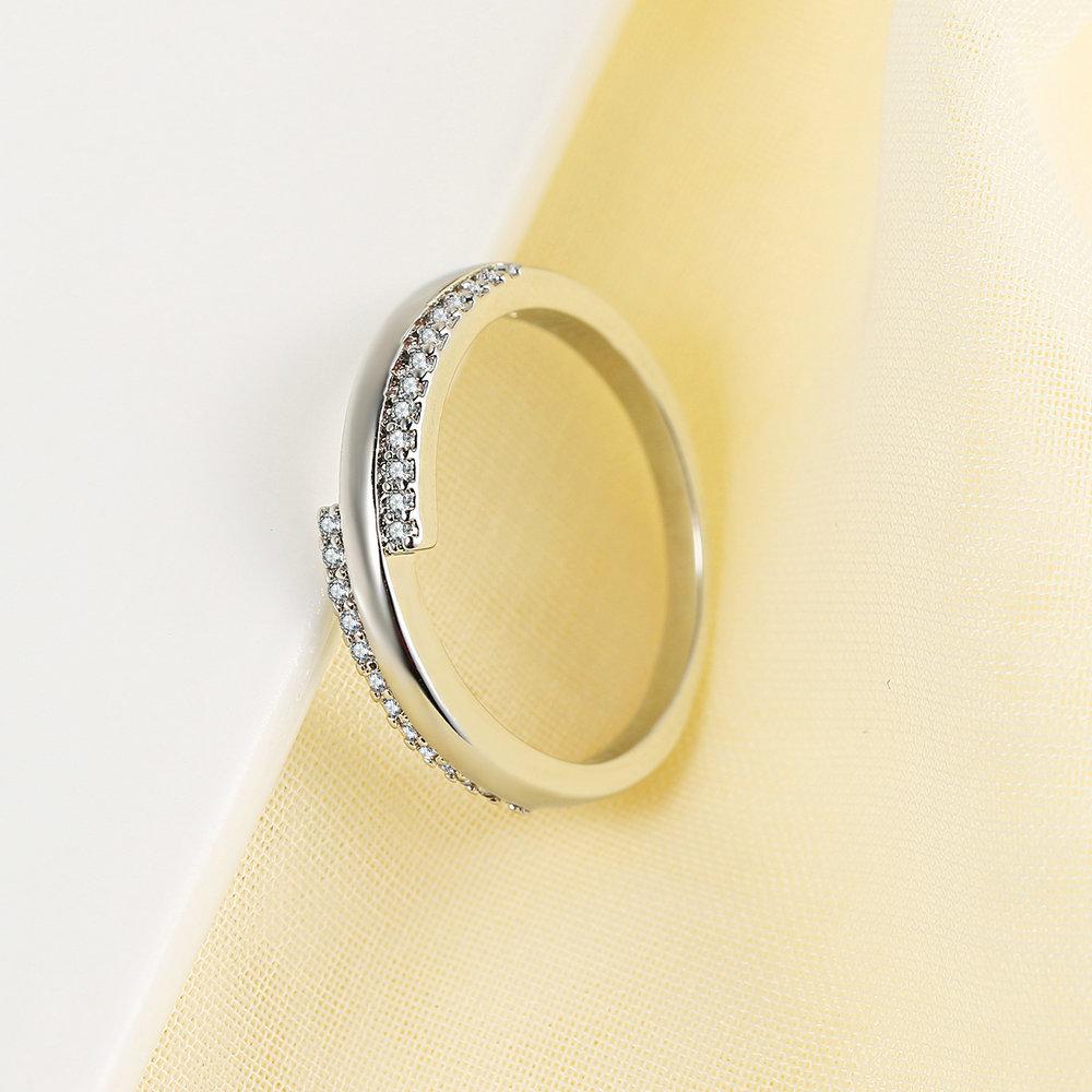 ZHOUYANG Ring For Women Simple Double Row AAA+ Cubic Zirconia White Gold Daily Finger Ring Gift Jewelry DZR019