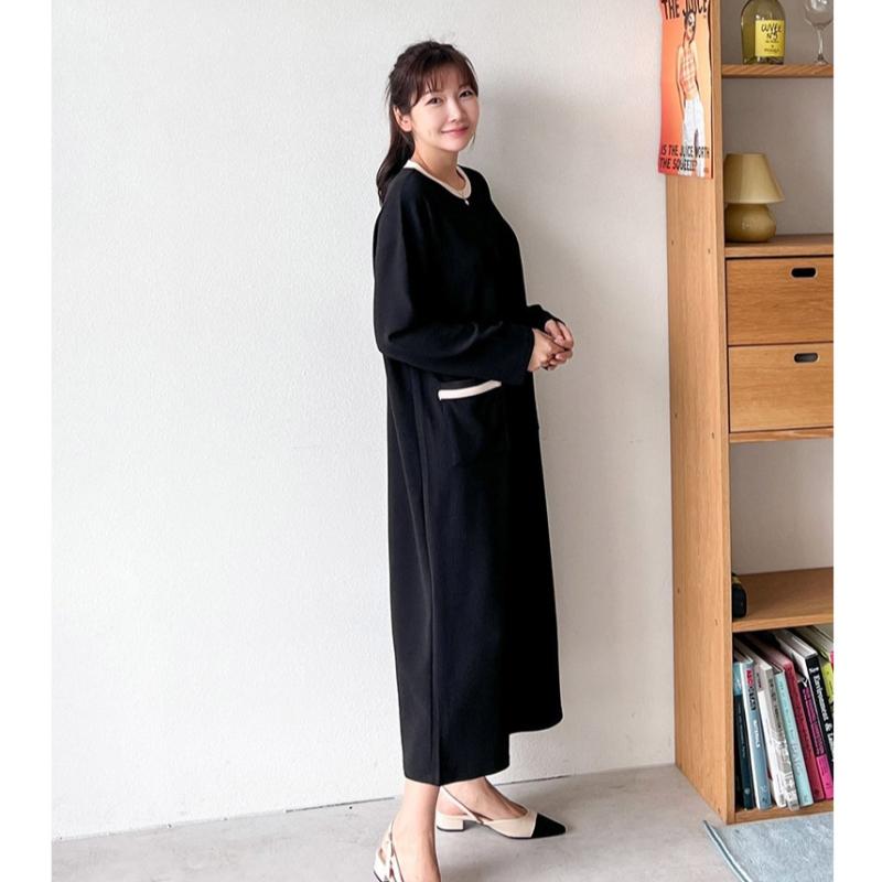 Shop Women Round Drop Shoulder Loose Fit One Mile Color Block Long Dress Ara W