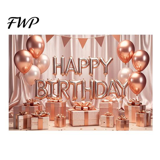Birthday Party Decoration Happy Banner Backdrop, Photo Background Cloth for Celebration, Reusable Bunting Flag Decor Kids Women, Supplies Double-sided