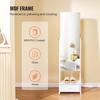 Mirror Jewelry Cabinet Standing Mirror with Storage Full Length White