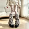 Plush Leg Warmers for Fall and Winter Layering, with Flared Lower Openings, and Bowknot Accent, Thick Faux Furs Boot Covers Long Socks for Women
