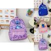 Stitch Flower Pattern Kids Backpack With Breathable Nylon For Elementary School Children