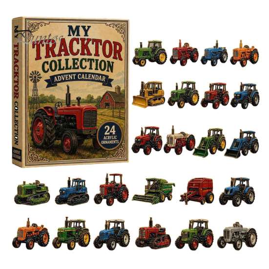Jouets Tradition de Noël Calendrier de l'Avent Train 24 Jours, Boîte Compte à Rebours avec Mini Véhicule Figurines Festives à Collectionner, Set d'Ornements Acryliques 2D, Cadeau pour