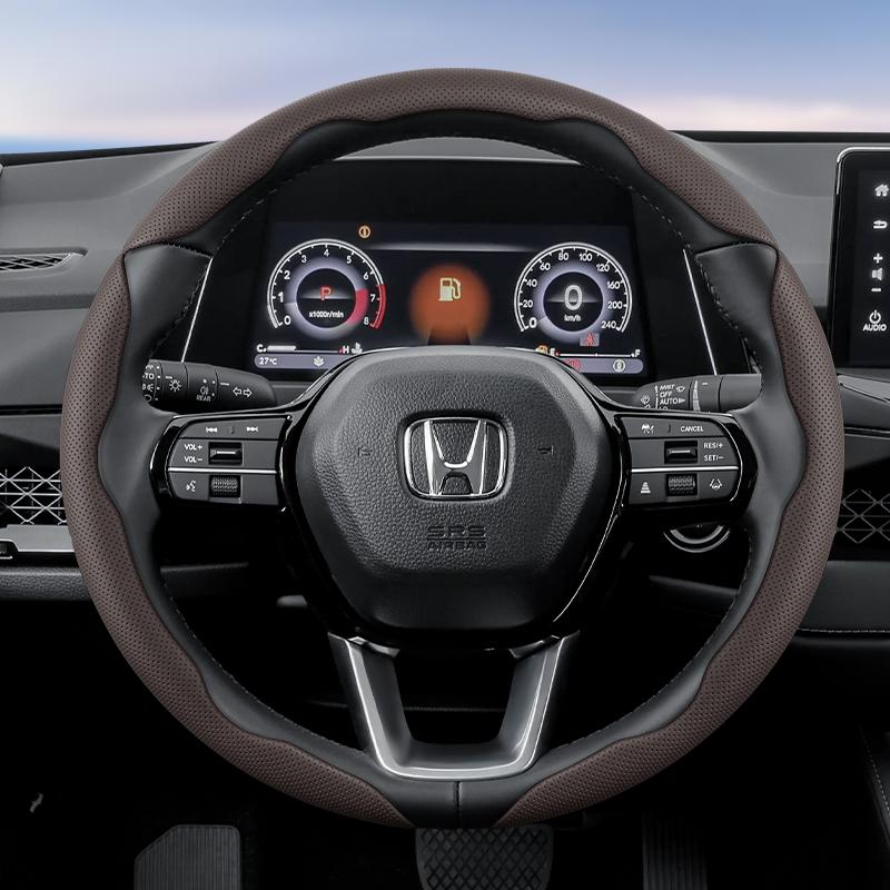 PLXI9 Suitable for Honda's Breathable Holes Leather Steering Wheel Cover Segmented Quick Release Design Non-Slip and Durable Civic Fit 8TAccord 9 10 