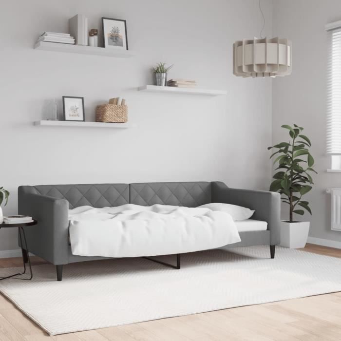 VidaXL Lit de repos gris foncé 90x190 cm tissu 354172
