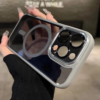 Applicable To Apple 16promax Mobile Phone Case New High-end Iphone15 Magnetic Metal Lens 13 Protection Case