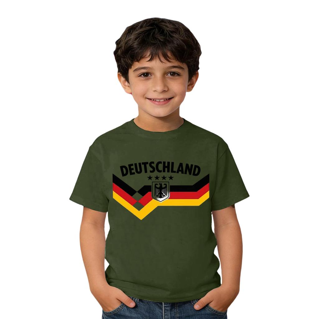 Camiseta Casual de Cuello Redondo para Niños con Estampado de Deutschland Manga Corta para Niños y Niñas Ajuste Suave y Cómodo