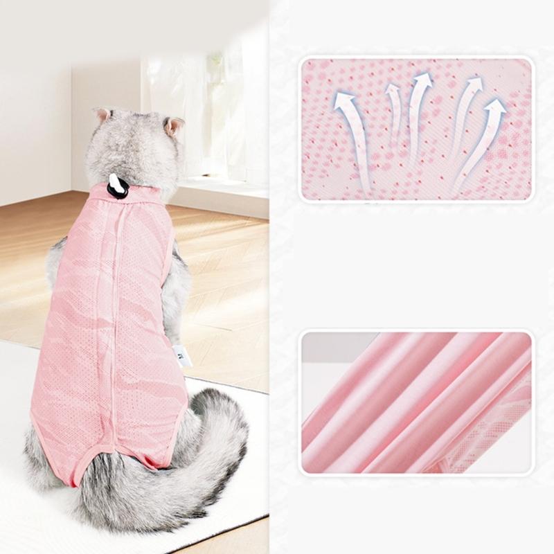 Cats Recovery Suit Breathable Kitten Bodysuit for Post Operations and Spay Care Anti Lick Abdominal Wound Protective