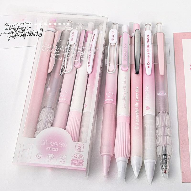 5 pièces/ensemble Ins simplicité Gel stylo coréen couleur unie 0.5MM noir mignon stylos belle papeterie stylos école étudiant/fournitures de bureau