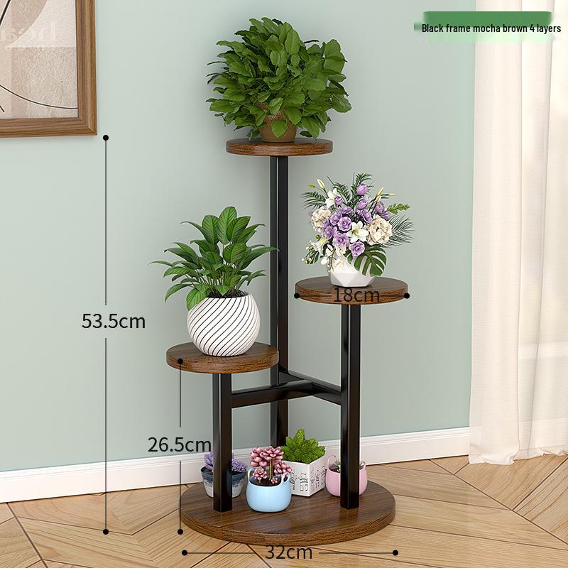 Indoor Multi-Layer Wrought Iron Flower Pot Stand and Storage Shelf