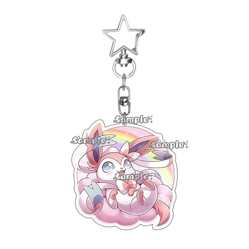 Eevee Acrylic Keychain Anime Cartoon Umbreon Jolteon Leafeon Sylveon Cute Character Accessory Backpack Pendant Decoration Gift