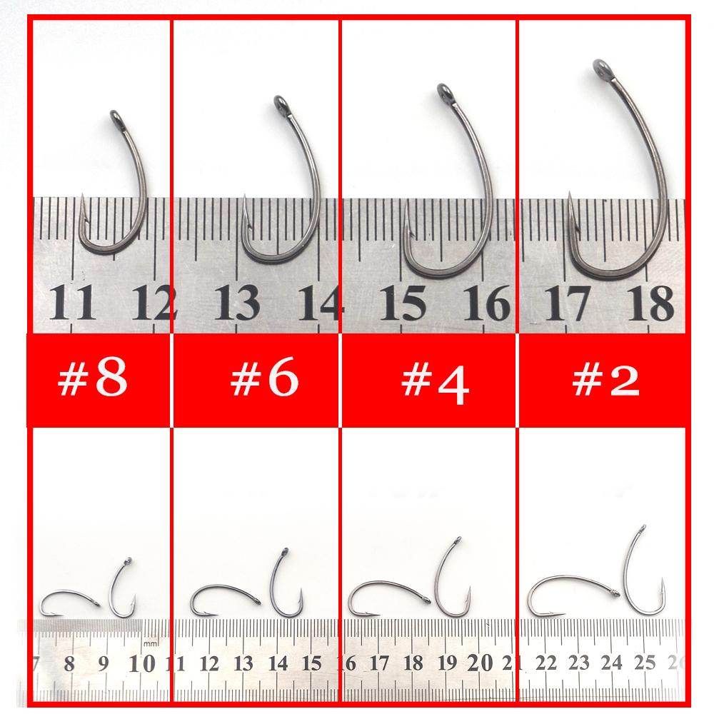 MNFT 50Pcs Fly Tying Hooks Carp Fishing Trout Hook Barb Curved Shank Dry Fly Hook for Freshwater Saltwater