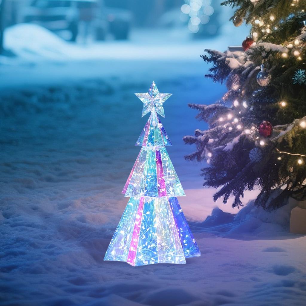 Christmas Hexagonal Three-layer Christmas Tree Luminous Decoration Ornaments, Colorful Luminous Christmas Decorations Scene Layout Crafts