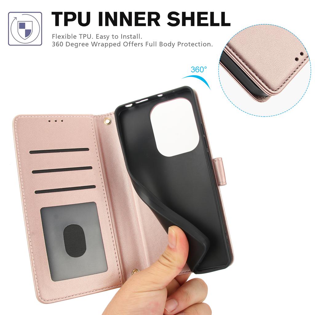 SY-003 For Xiaomi Redmi Note 13 5G/Note 13 5G (China) Case PU Leather Stand View Phone Wallet Cover with Hand Strap