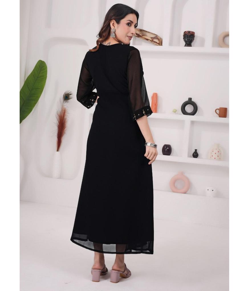 Indian Designer Georgette V-Neck Gown Kurta WomenBollywood Anarkali Top Tunic Kurti