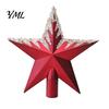 Holiday Tree Top Decoration Glitter Sequins Star Topper, Shiny Sparkly Treetop Gold Five Pointed Ornament Ornament, Shatter-Proof Christmas