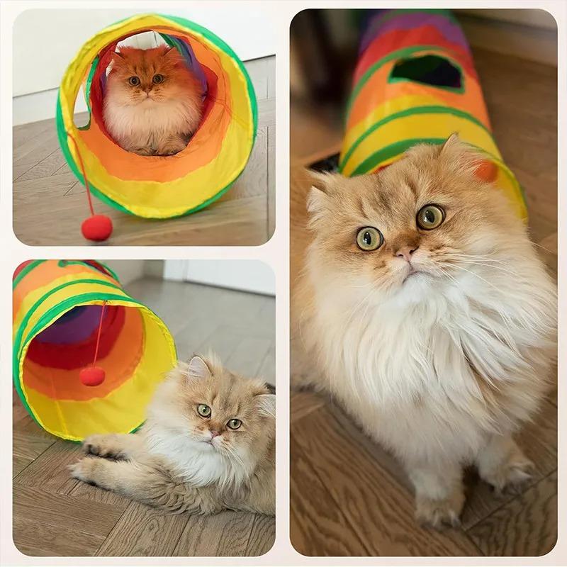 Cat Tunnel Foldable Tunnel Pet Supplies Cat S T Y Pass Play TunnelToy Breathable Drill Barrel for Indoor Loud Paper Pet Products