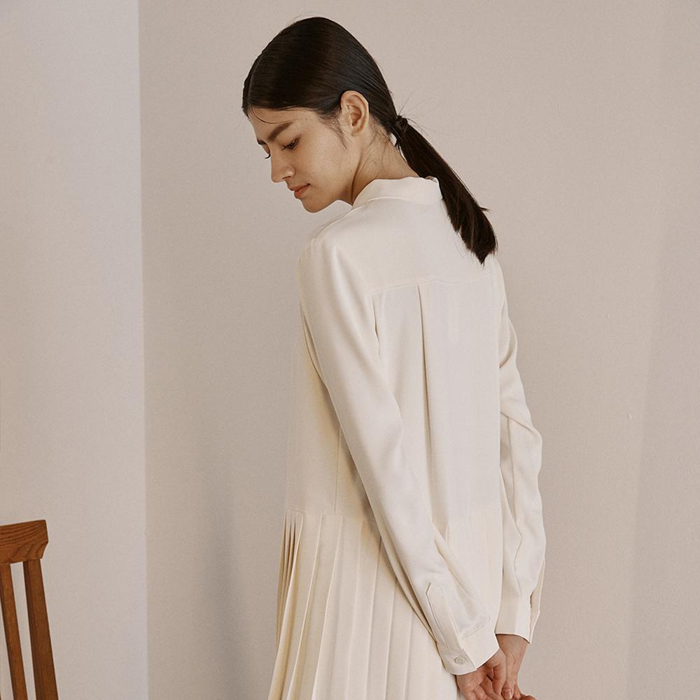 SPNK Polyshirt Pleated Dress_Off-White