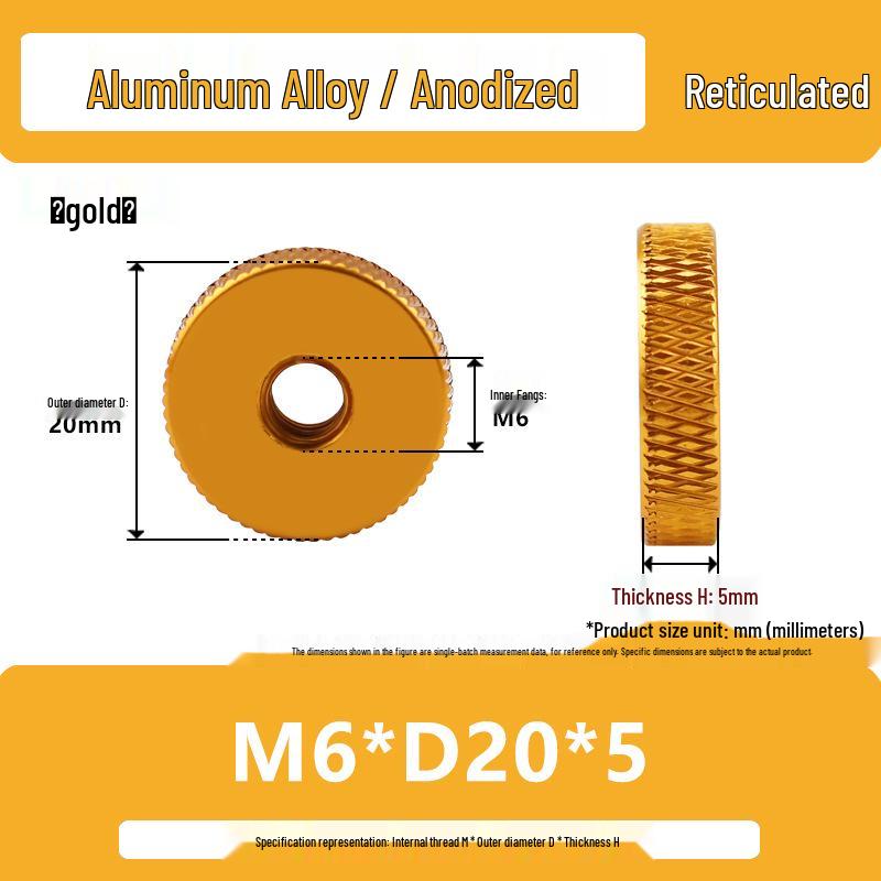 Aluminum Alloy Hand-Tightened Knurled Nut Adjustment Lock Gauge M3-M8