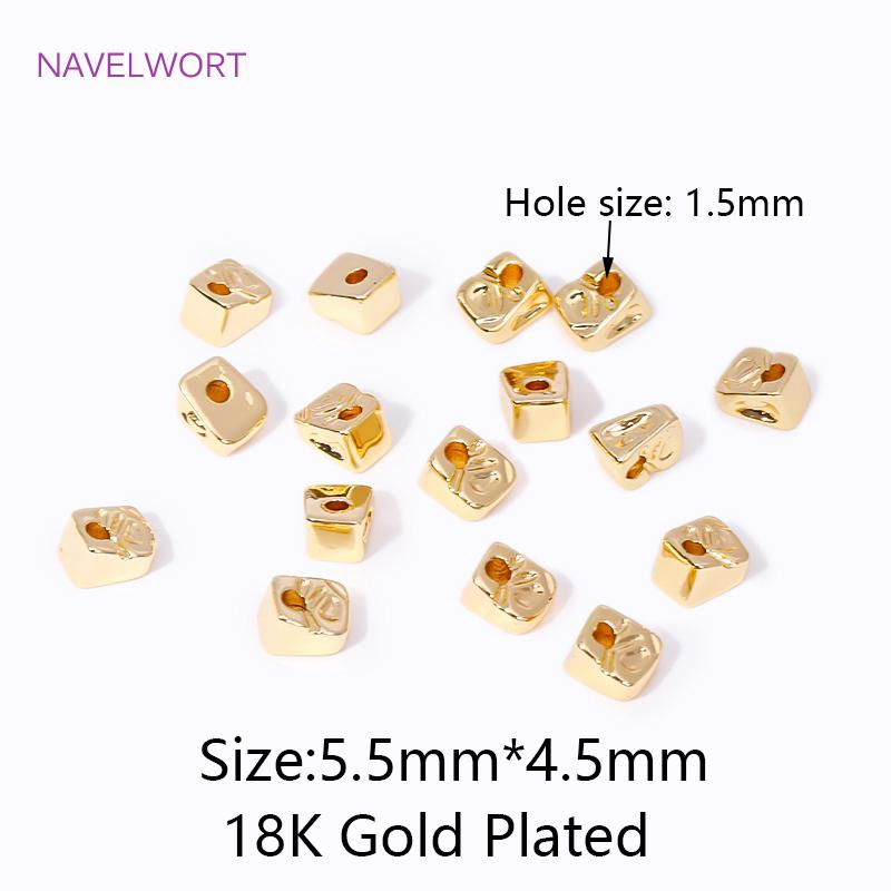 5.5mm*4.5mm 18K Gold Plated Irregular Spacer Beads Brass Metal Bulk Beads For DIY Bracelet Jewelry Making Accessories