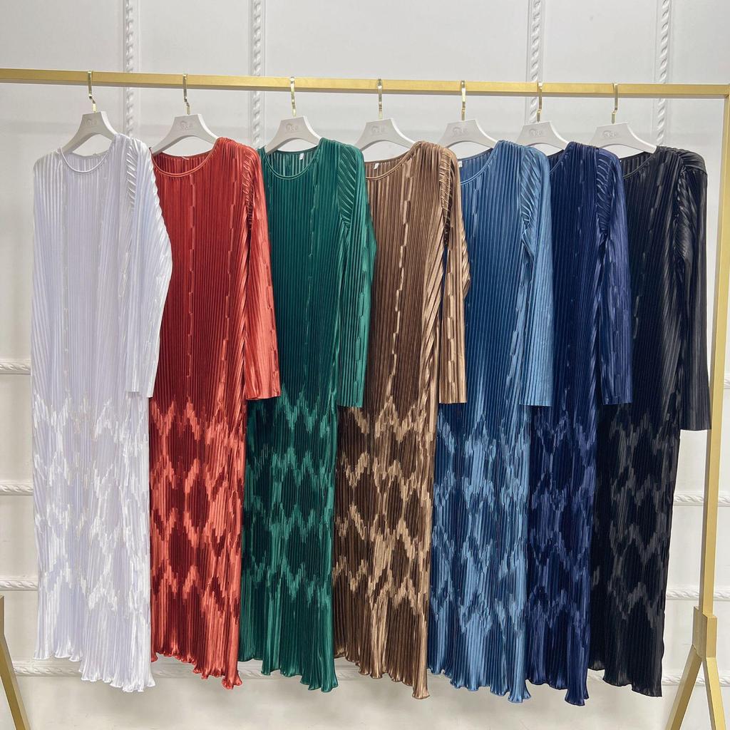 2022 Loriya Pleated Long Dress, European & Middle Eastern Style, Dubai Robe LR520