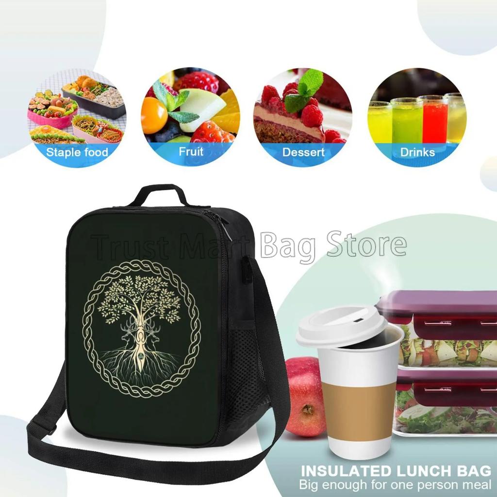 Norse Viking Goddess Wiccan Wicca Pagan Insulated Lunch Bag Reusable Thermal Food Container Cooler Pouch for School Work Picnic