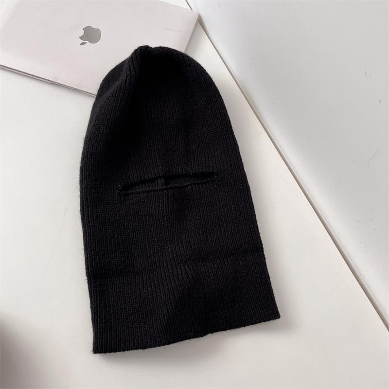 One hat and two wears~ Winter face kini windproof and warm cycling knitted hat balaclava cap pullover wool hat