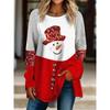 Plus Size - Snowman Pattern Round Neck T-Shirt Casual Long Sleeve Top Women'S Clothing