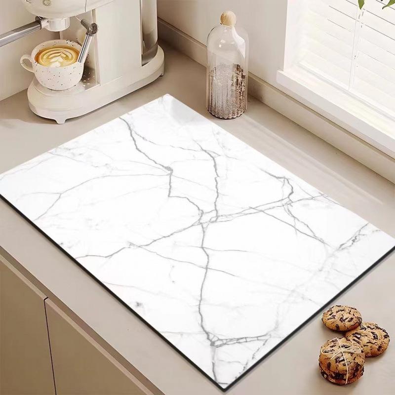 Alfombrilla Absorbente de Agua para Fregadero de Cocina y Mesa de Comedor de Tierra de Diatomeas y Mármol