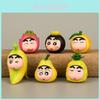 Adorable Pvc Cartoon Fruits Shin Chan Figures Dragon Fruit Mangosteen Orange Banana Pear Pineapple Collectibles