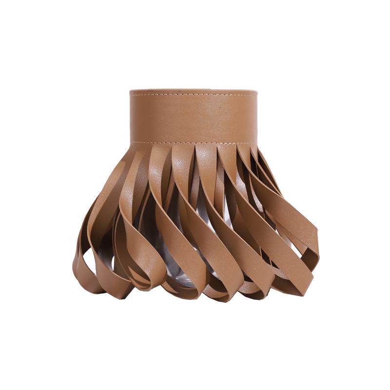 Contemporary Leather & Glass Flower Vase for Home Décor Small: Φ250 × 200H mm темно-коричневого