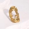 Gold Color Stainless Steel Rings for Women Men Retro Irregular Hammered Hollow Open Rings Waterproof Jewelry Party Gift