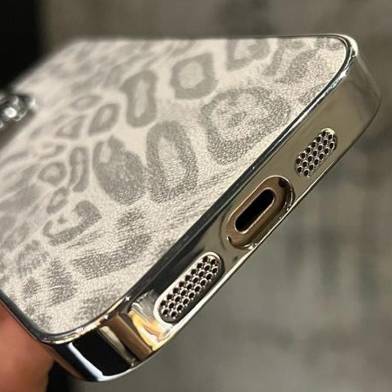 For iPhone 16 Pro Max Luxury Leopard Print Pattern Plating Frame Phone Case For iPhone 11 12 13 14 15 Plus Lens Protective Cover