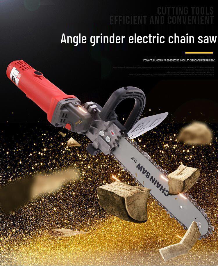 **Electric Chainsaw Attachment for Angle Grinders – Auto-Oiling Wood Splitting & Polishing Tool**
