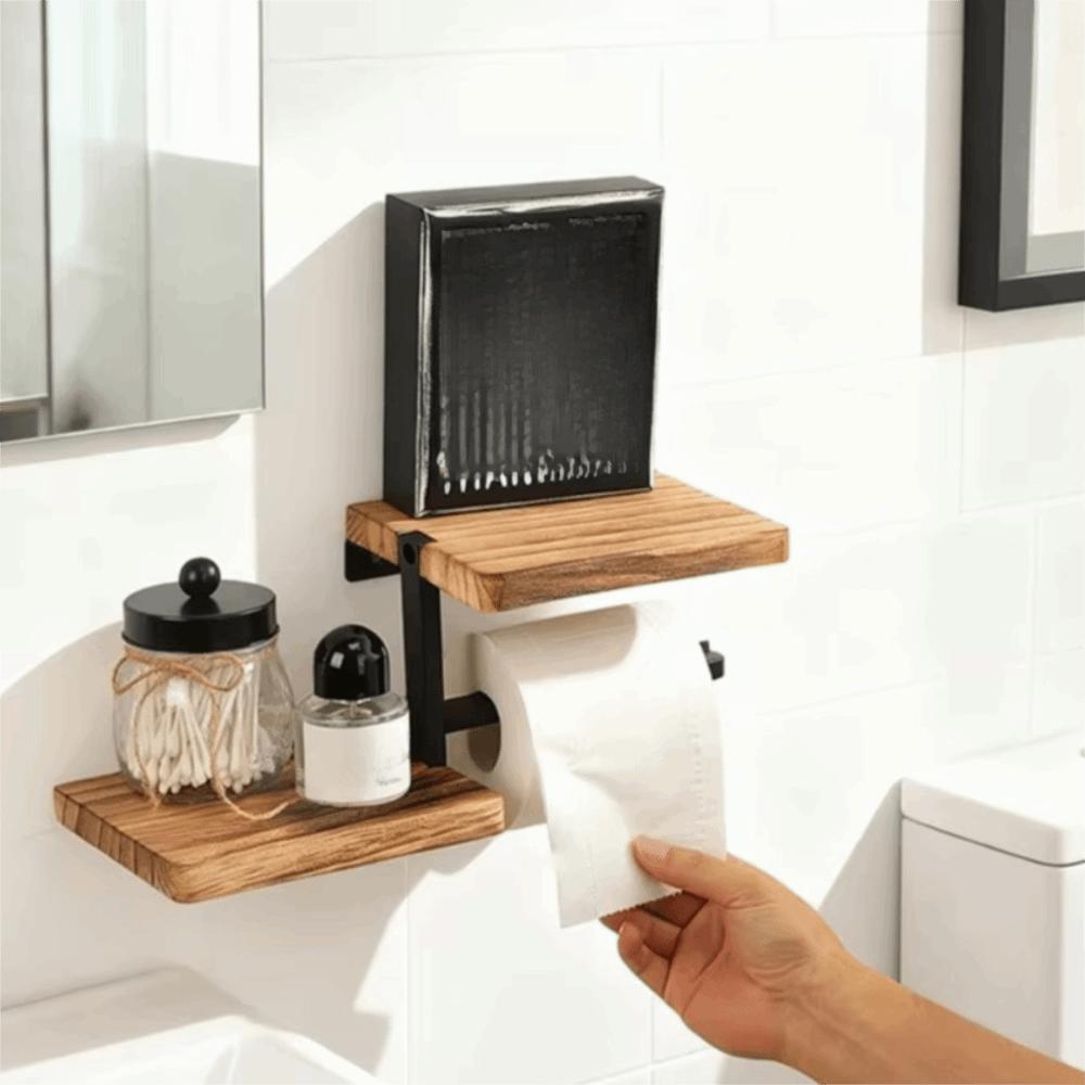 Space Saving Wall Mounted Toilet Paper Holder High Load-bearing Countertop Organizer  Kitchen