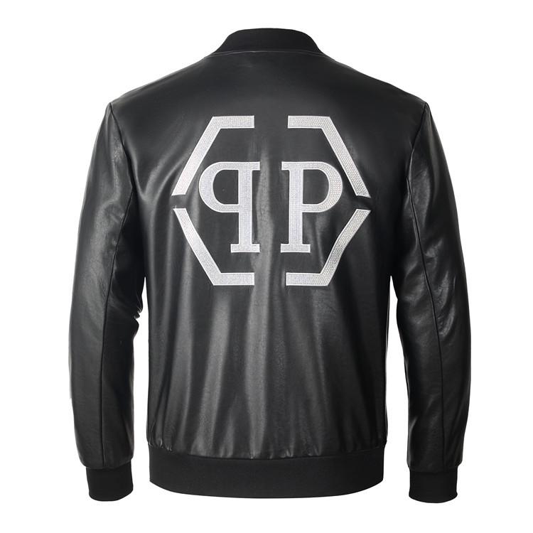 

Мужская кожаная куртка Philipp Plein с воротником-стойкой на молнии - Коллекция Осень/Зима Medium чёрный